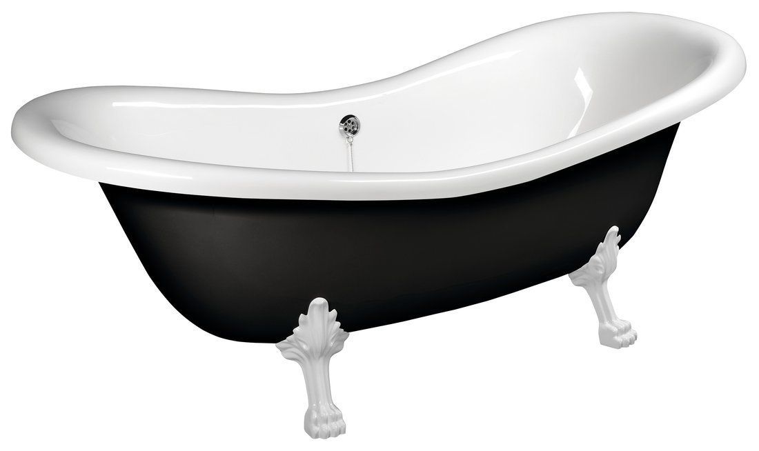 Polysan Charleston Voľne stojaca vaňa 188x80x71 cm, čierna/biela - biele nohy 72959