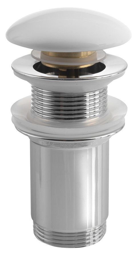 Sapho Umývadlová výpusť 5/4", Click-Clack, keramická zátka pre umývadlá bez prepadu, biela, AR900