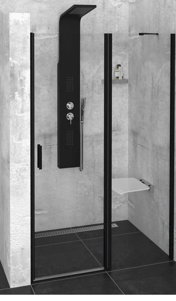 Polysan Zoom Black Sprchové dvere dvojdielne, 120 cm, matná čierna, číre sklo ZL1312B
