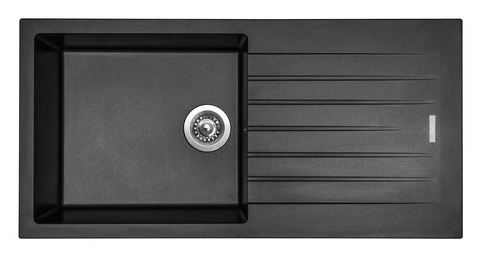 Sinks Perfecto 1000 Granitový drez s odkapávačom, obojstranný, 100x50cm, čierny kov, ACRPE10050074