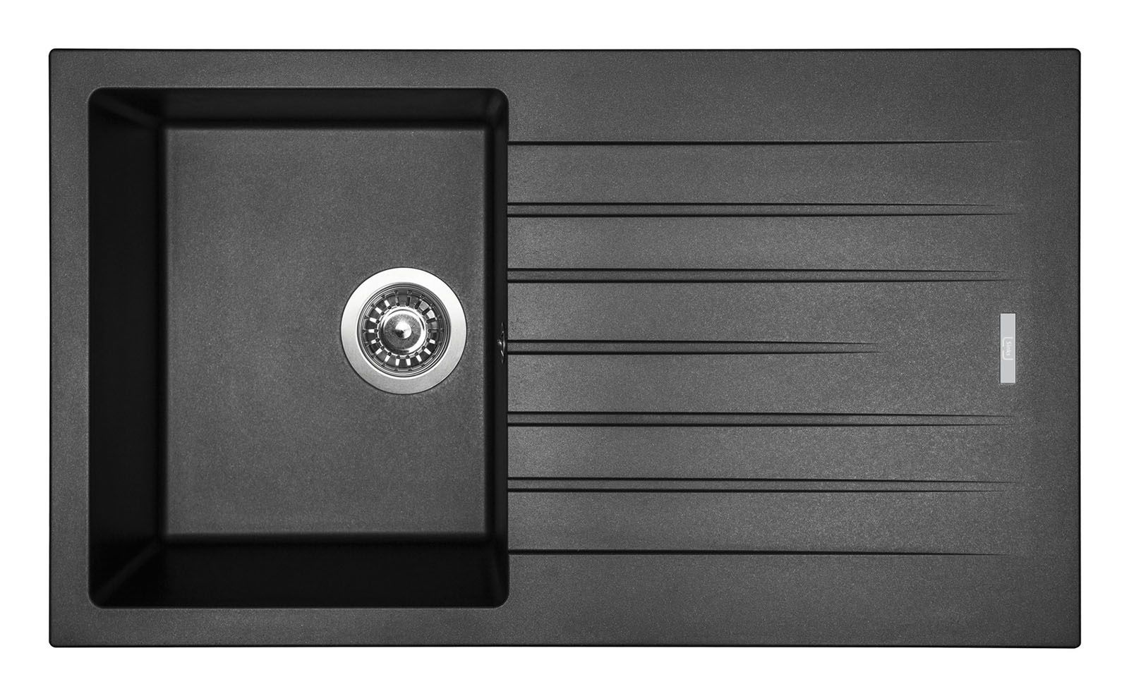 Sinks Perfecto 860 Granitový drez s odkapávačom, obojstranný, 86x50cm, čierny kov, ACRPE86050074
