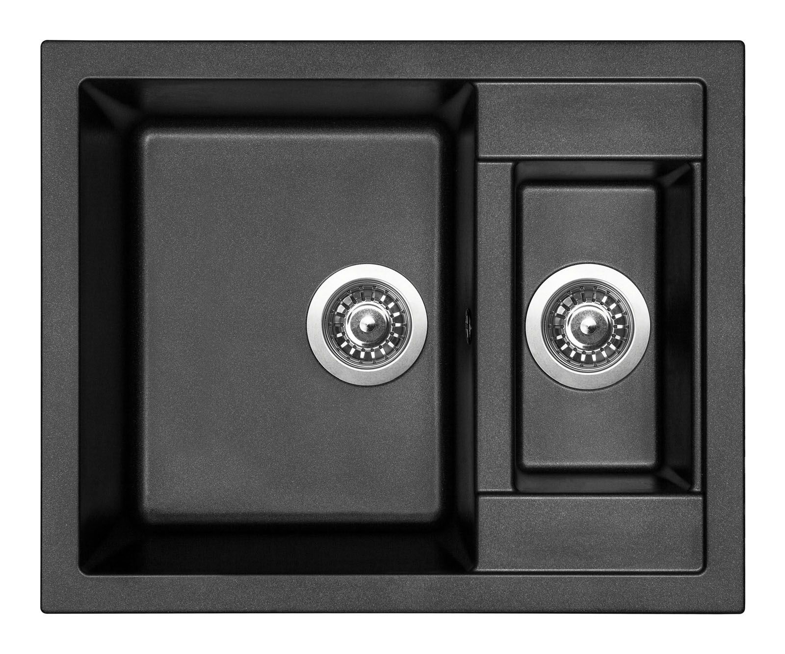 Sinks Crystal 615.1 Granitový drez s odkapávačom, 61,5x50cm, čierny kov, ACRCR615500174