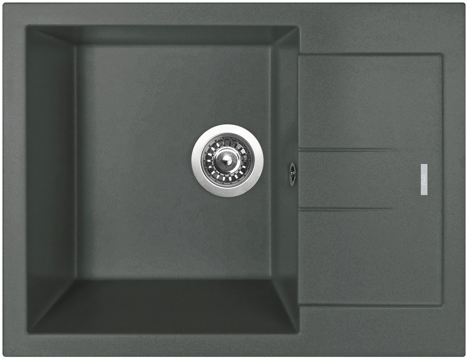 Sinks Amanda 650 Granitový drez s odkapávačom, obojstranný, 65x50cm, titánový, TLAM65050072