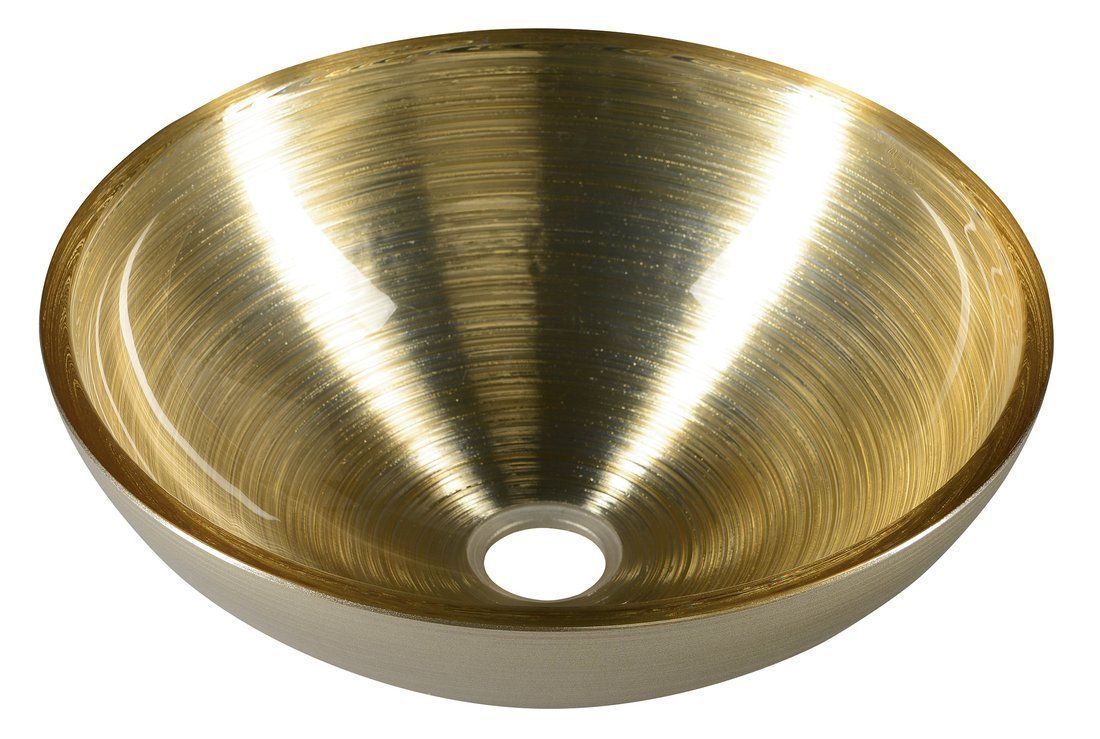 Sapho Murano Soft Brown Glass umývadlo 40x14 cm, metalická béžovo-zlatá AL5318-67