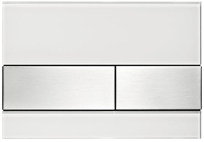 Tece Square Button glass white brushed stainless steel 9240801