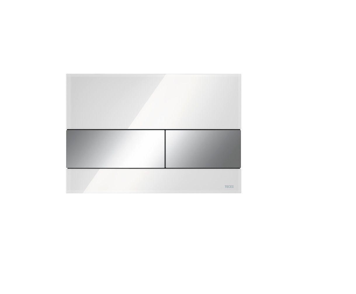 Tece Square Push button glass white/chrome 9240802