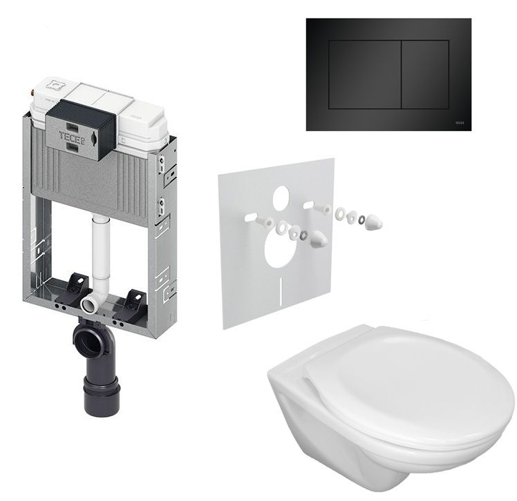 Tece Set modulu do zazdění, WC EBS Diana New, sedátka a tlačítka, černá mat
