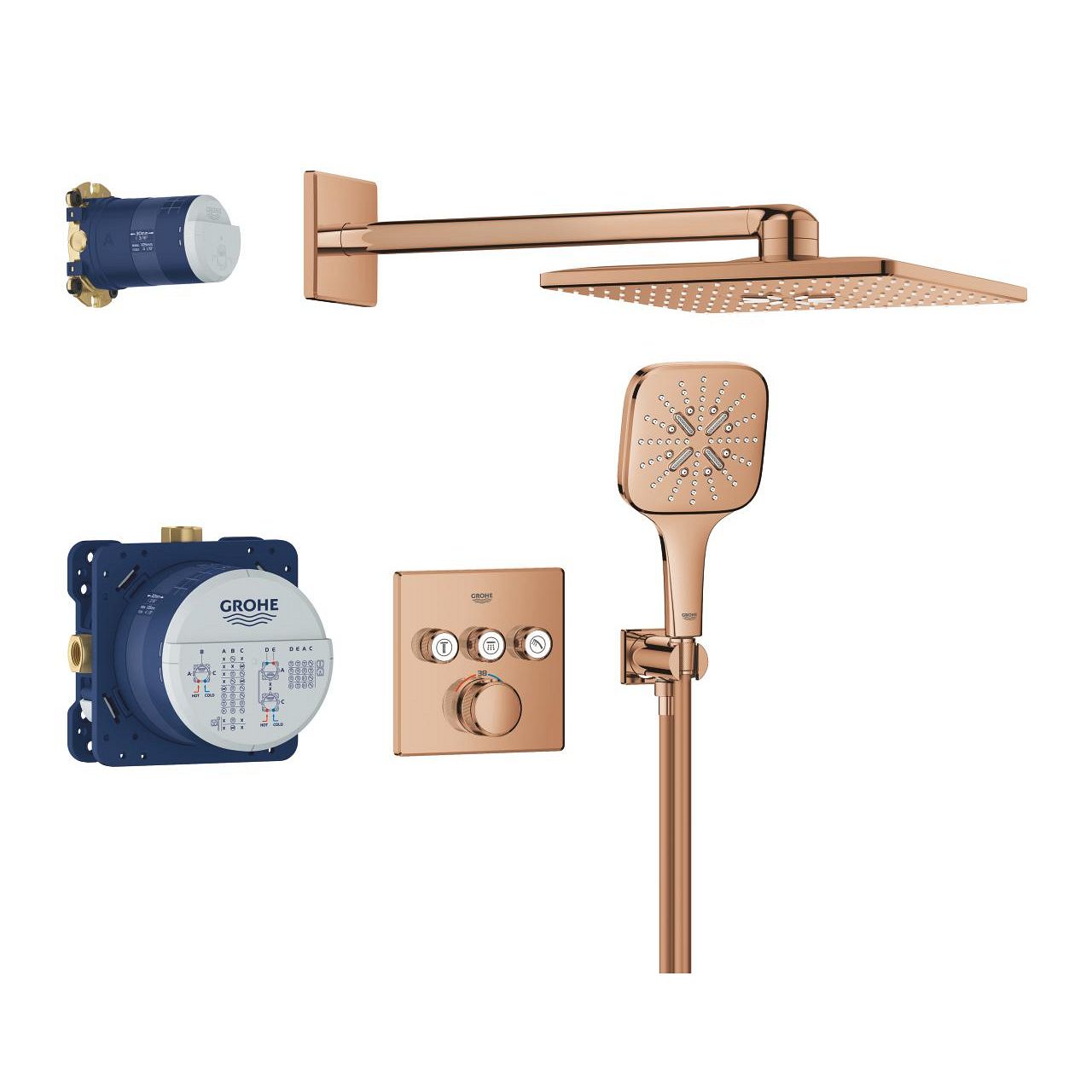Grohe Profi Grohtherm Smartcontrol Sprchový systém so zásuvkou, teplý západ slnka lesk 34864DA0
