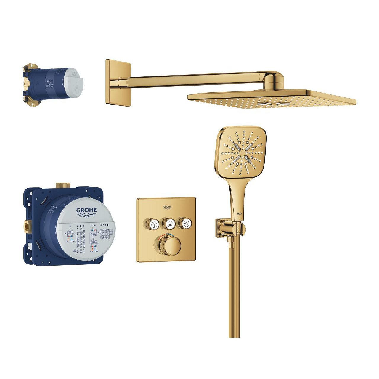 Grohe Profi Grohtherm Smartcontrol Zásuvkový sprchový systém, chladný východ slnka lesk 34864GL0