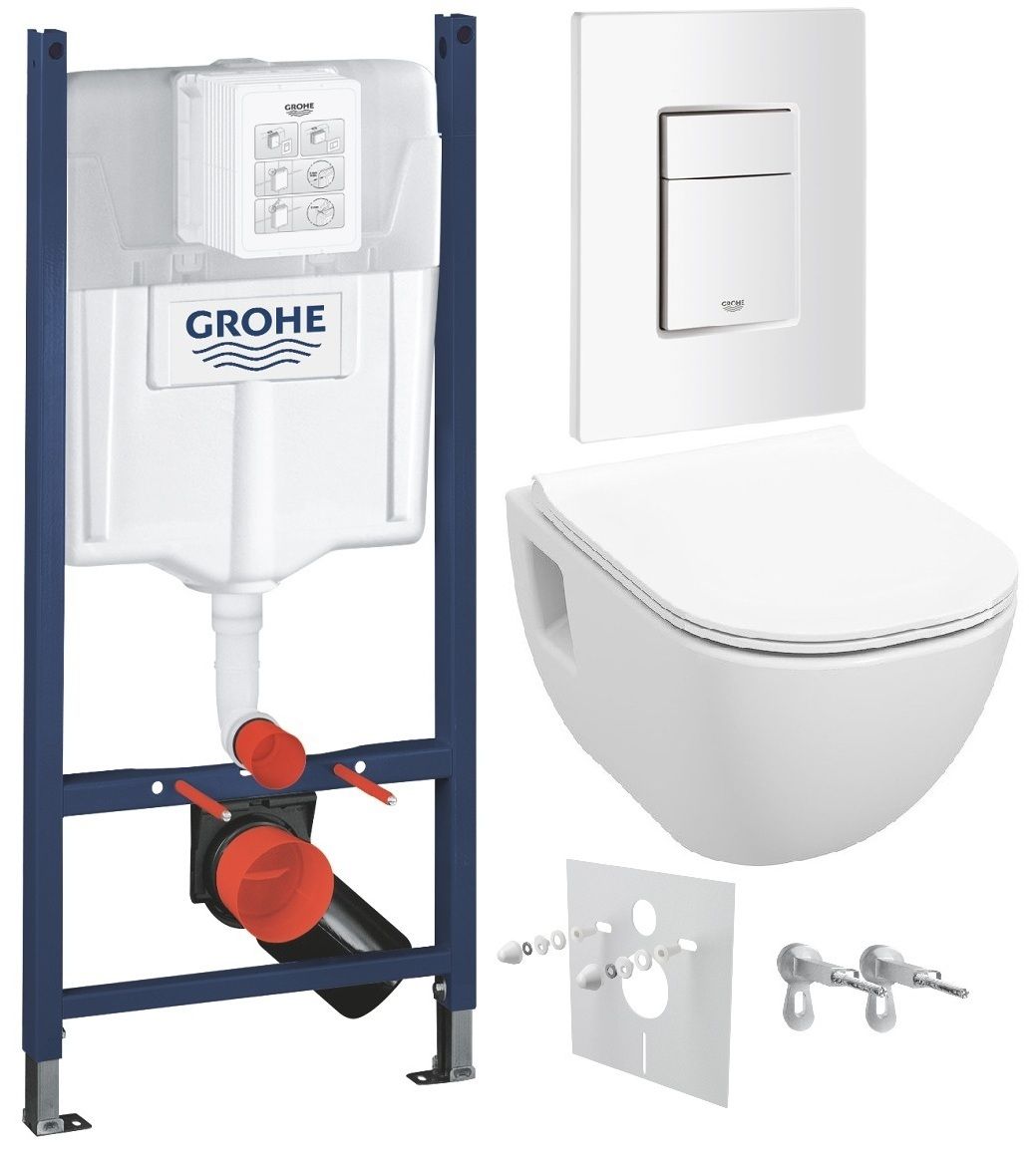 Grohe Set modulu do sadrokartónu, EBS WC Diana New, WC doska a splachovacie tlačidlo, biela