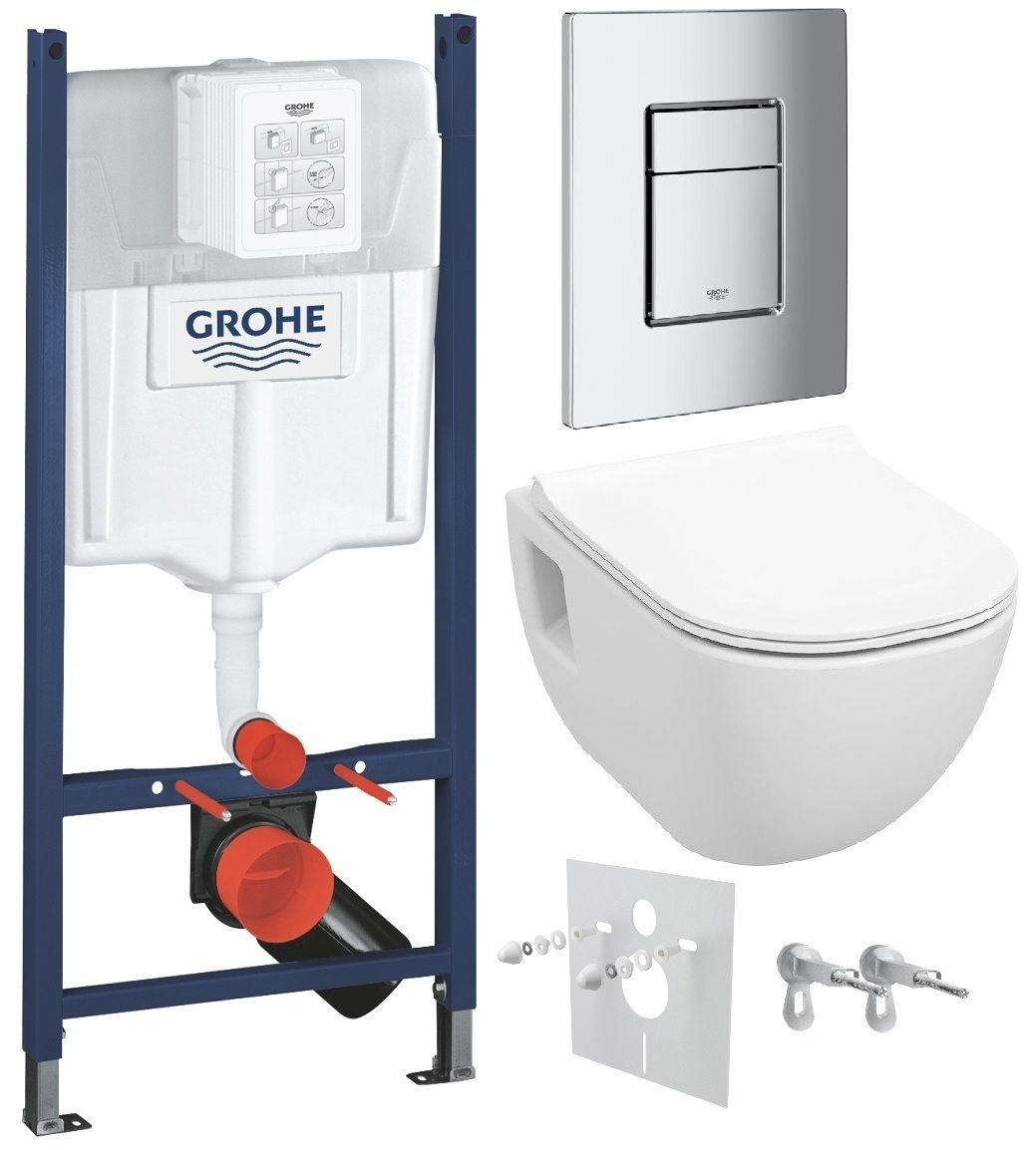 Grohe Set modulu do sadrokartónu, EBS WC Diana New, WC doska a splachovacie tlačidlo, chróm