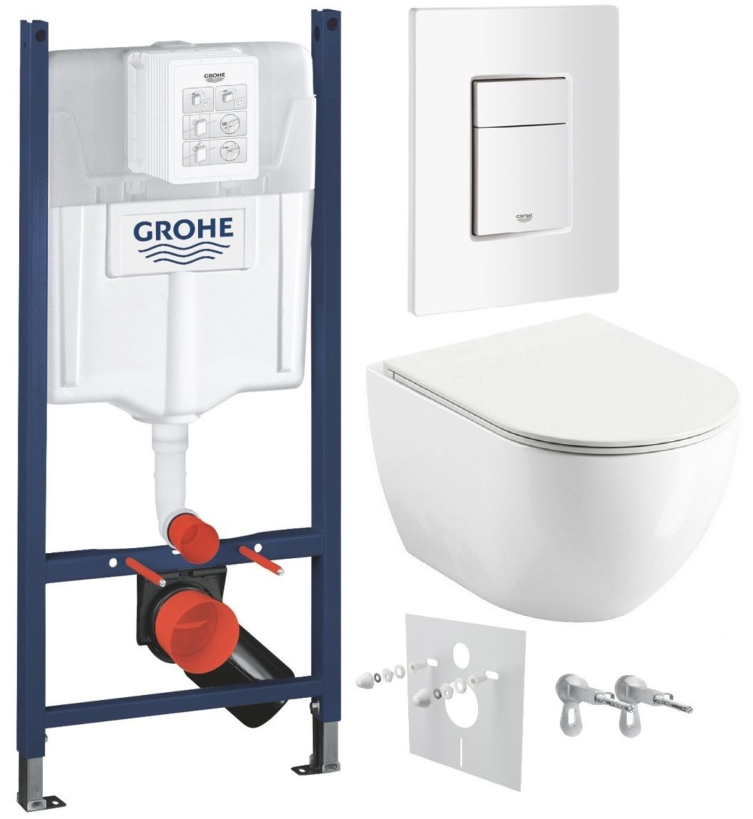 Grohe Set modulu do sadrokartónu, EBS WC Diana New, WC doska a splachovacie tlačidlo, biela