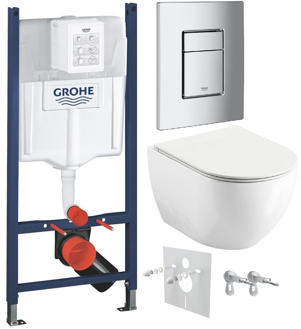 Grohe Set modulu do sadrokartónu, EBS WC Urban City, WC doska a splachovacie tlačidlo, chróm