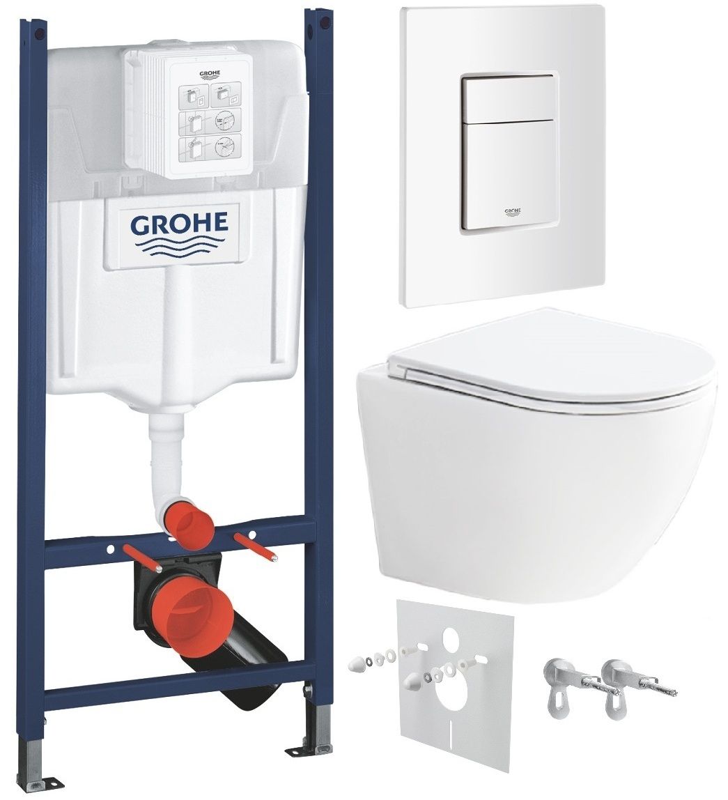Grohe Set modulu do sadrokartónu, EBS WC Urban, WC doska a splachovacie tlačidlo, biela