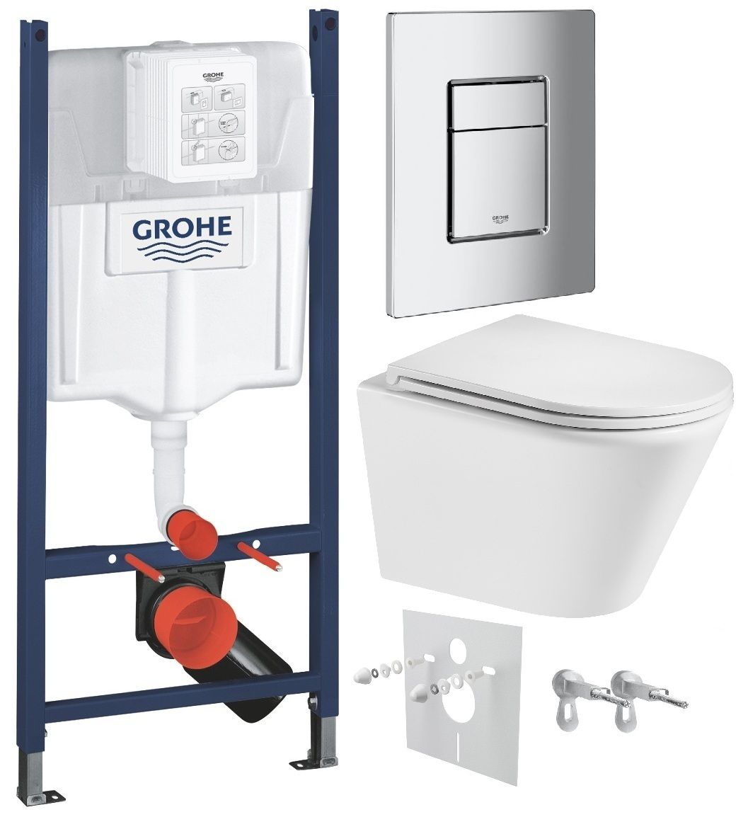 Grohe Set modulu do sadrokartónu, EBS WC Spinex, WC doska a splachovacie tlačidlo, chróm