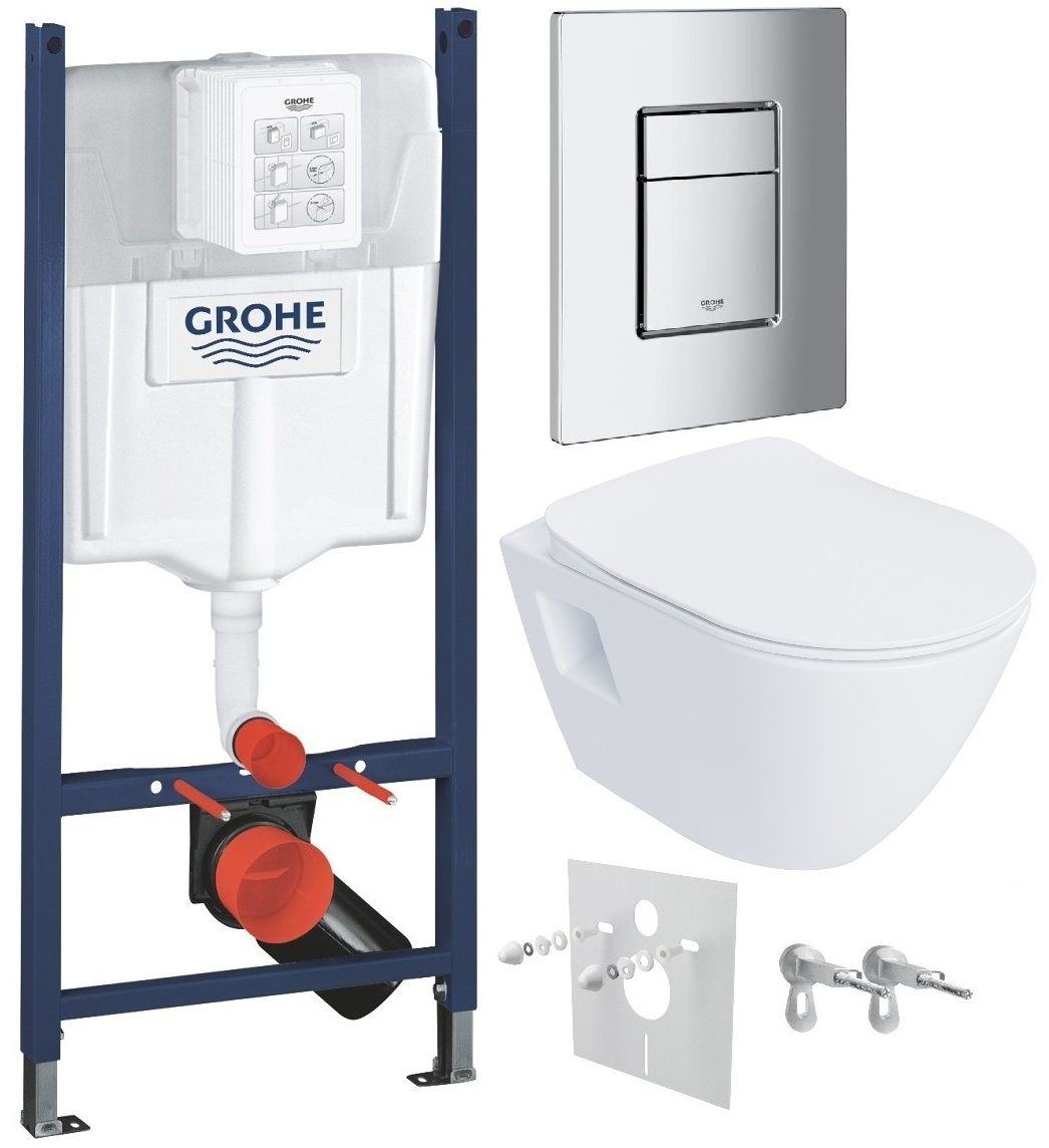 Grohe Set modulu do sadrokartónu, EBS WC Urban, WC doska a splachovacie tlačidlo, chróm