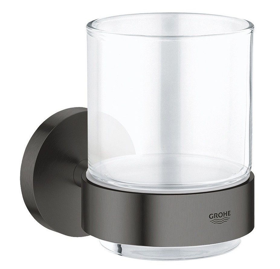 Grohe Essentials Sklo s držiakom, kartáčovaný tvrdý grafit