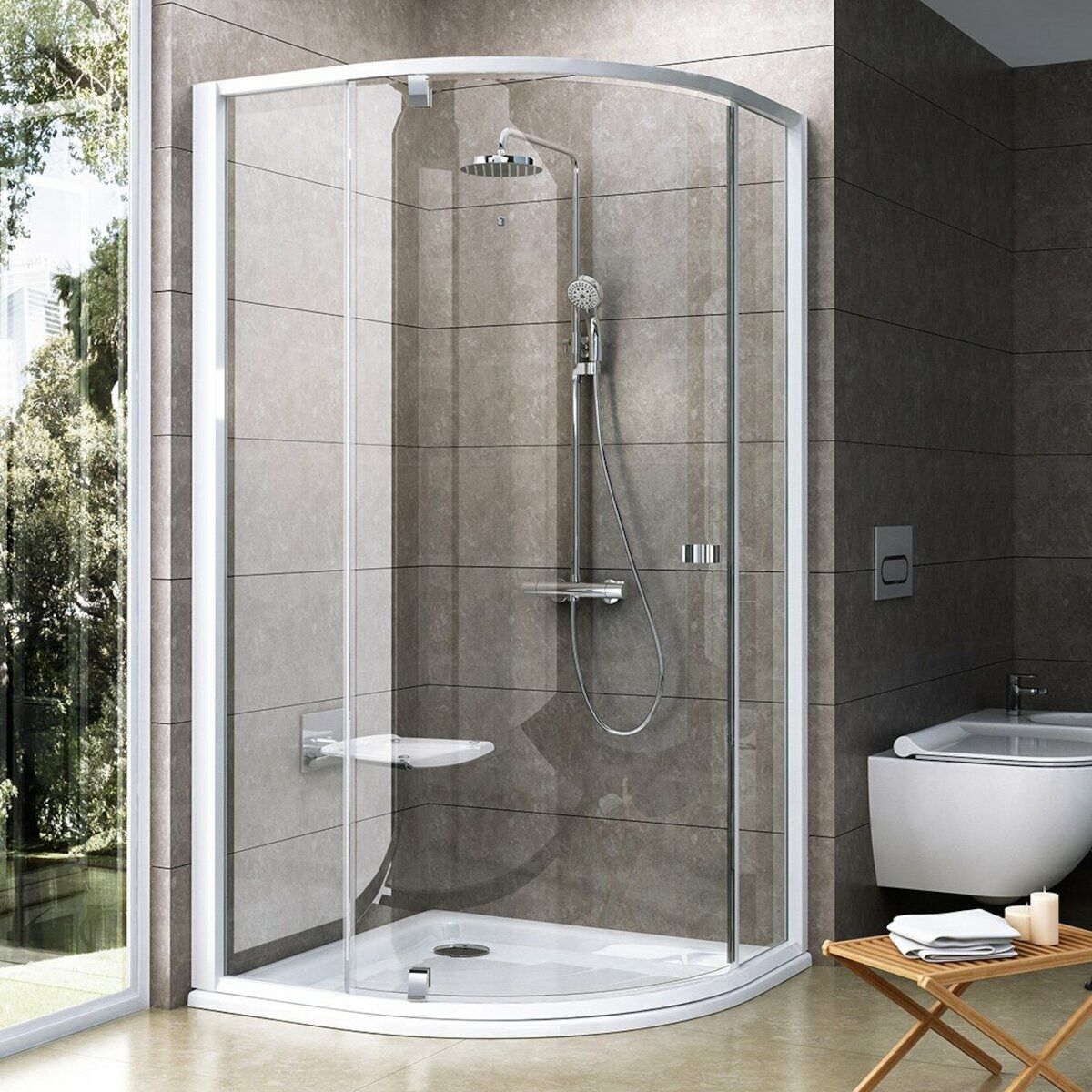 Ravak Pivot Sprchový kút štvrťkruhový 90 cm Transparentná biela 37677100Z1