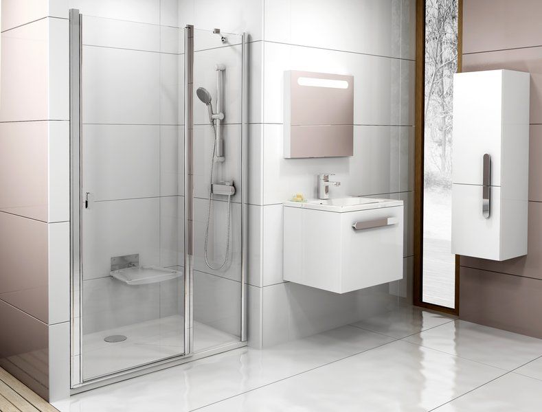 Ravak Chrómové sprchové dvere s pevným segmentom 100 cm, Alu/Transparent 0QVACC00Z1 CSD2-100