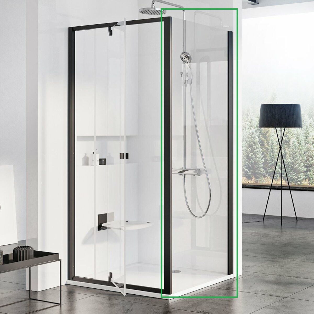 Ravak Pivot Bočná pevná stena 90 cm, transparentná čierna PPS-90 90G70300Z1