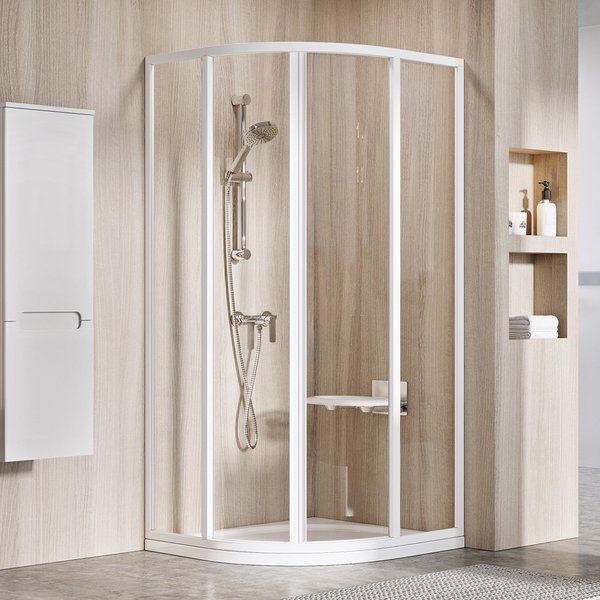 Ravak Supernova Sprchový kút štvrťkruhový 80 cm, biely+priehľadný SKCP4-80 3114O102Z1