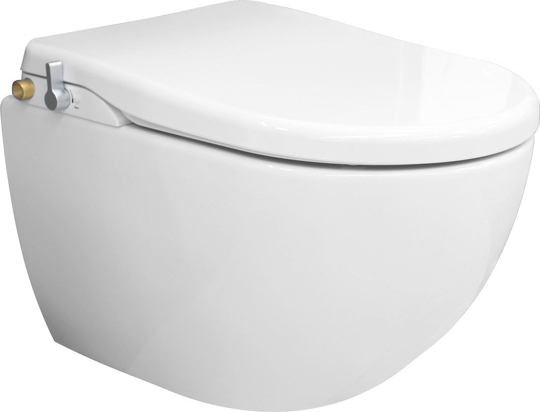 EBS Urban City Závesné WC Rimless s bidetovým sedadlom, biele