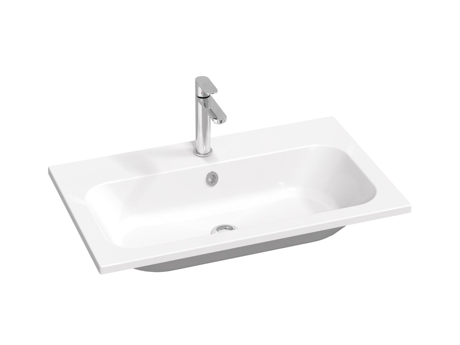 Ravak Chrómové umývadlo Slim 80 cm s otvormi, biele XJG01180001