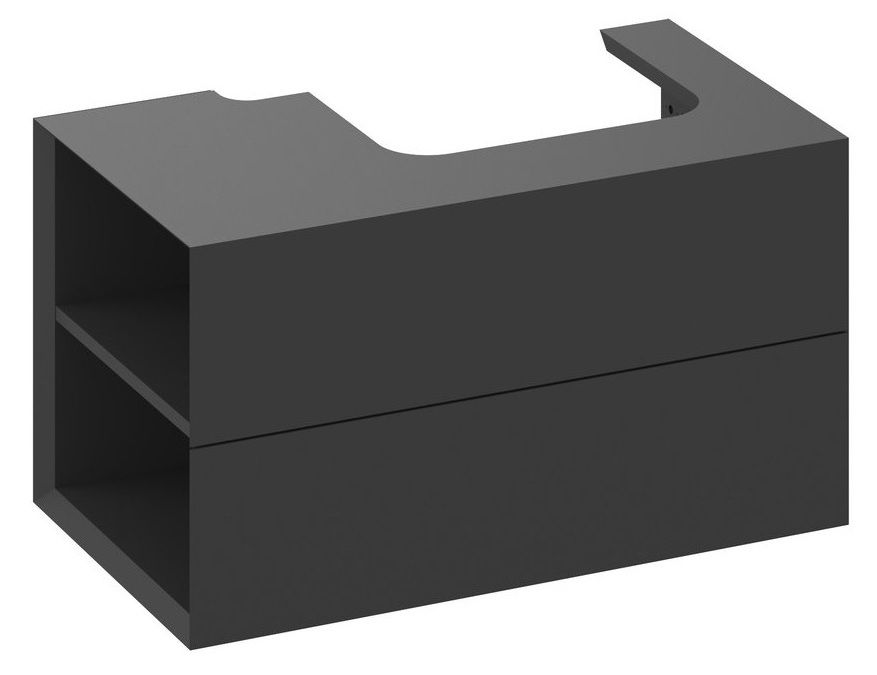 Ravak Lite Skříňka pod umyvadlo 80x45 cm s bočními poličkami, levá - černá mat X000001874