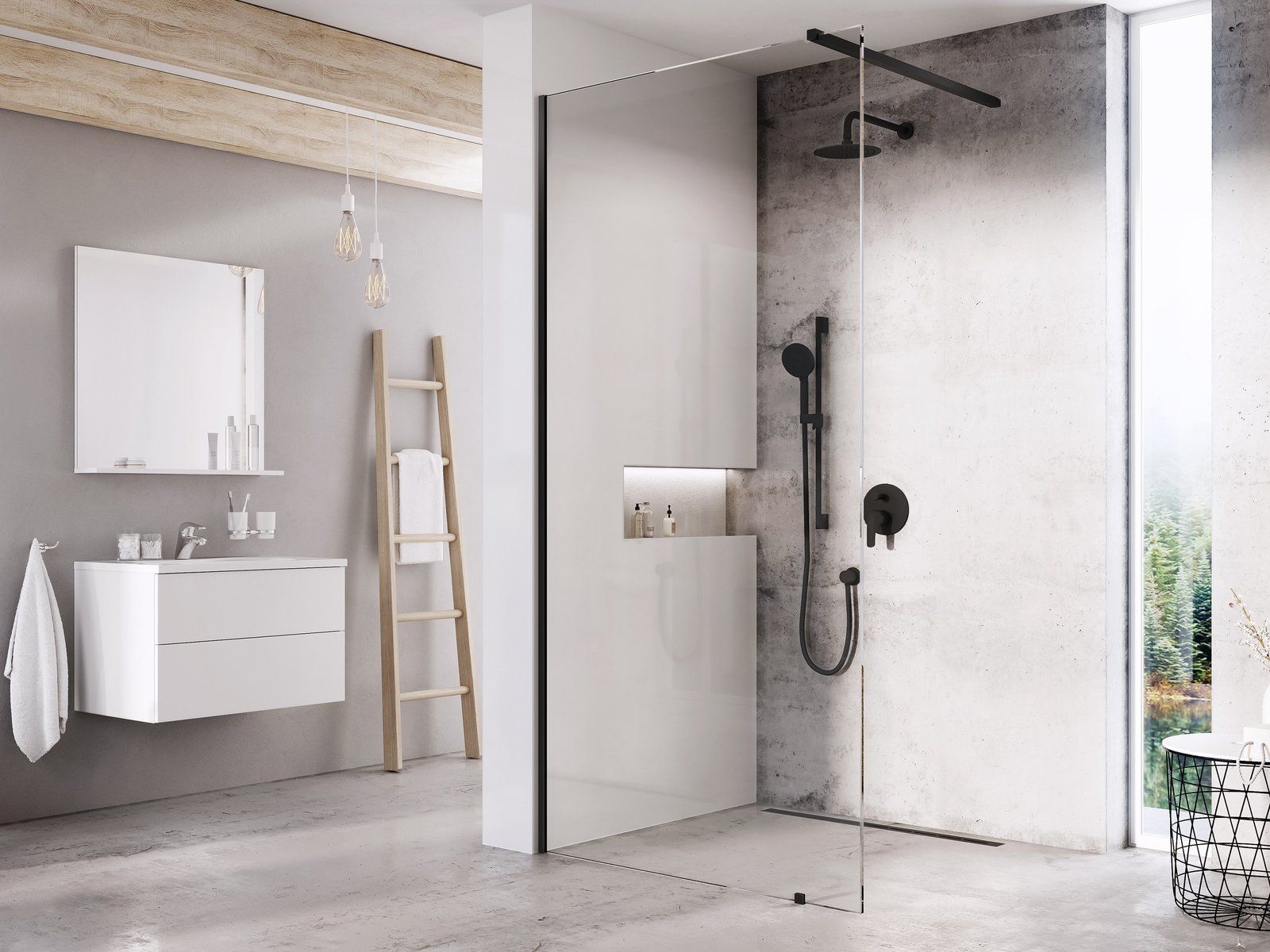Ravak Walk-In Wall Sprchová stena 70 cm, transparent/čierny Wall Set-70 GW9W1030SZ1