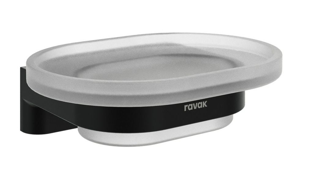 Ravak Chrom II Držiak s mydlovničkou, matná čierna CRII200.20BLM, X07P1375
