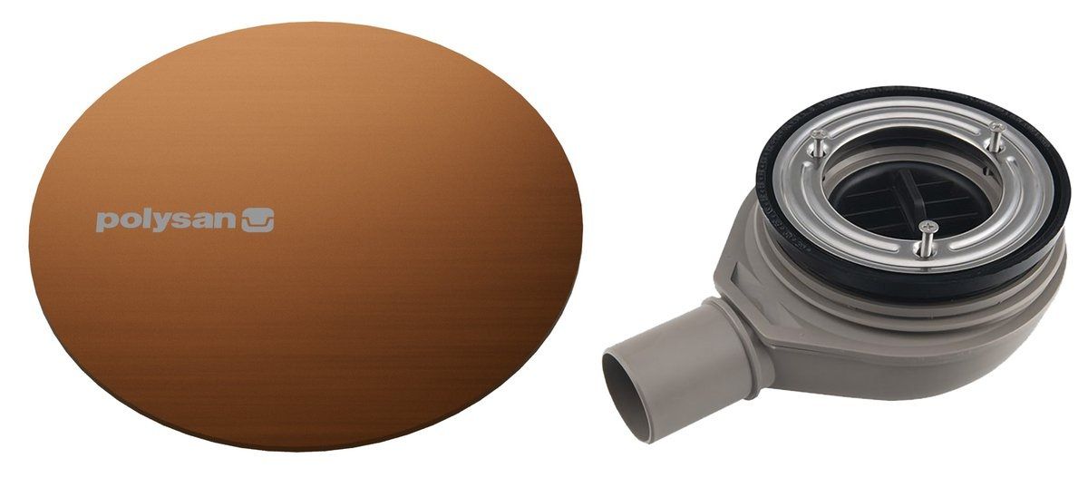 Polysan Mirai Sifón do sprchovej vaničky, nízky 90 mm, DN40, matná meď 72730PG