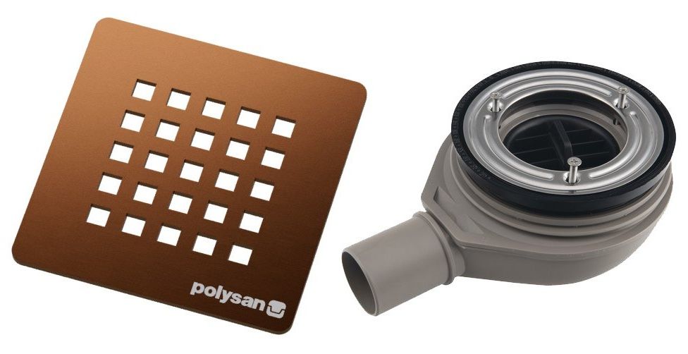 Polysan Treneca Sifón do sprchovej vaničky, nízky 90 mm, DN40, matná meď 84999.70