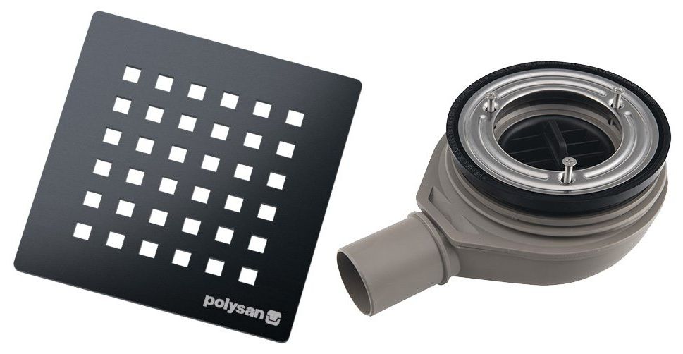 Polysan Flexia Sifón do sprchovej vaničky, nízky 90 mm, DN40, gun metal 17754