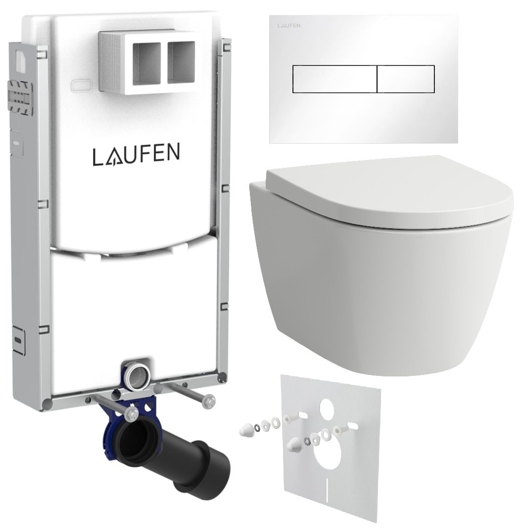 Laufen Set modulu na zamurovanie, WC Ardo, WC doska a tlačidlo, biela