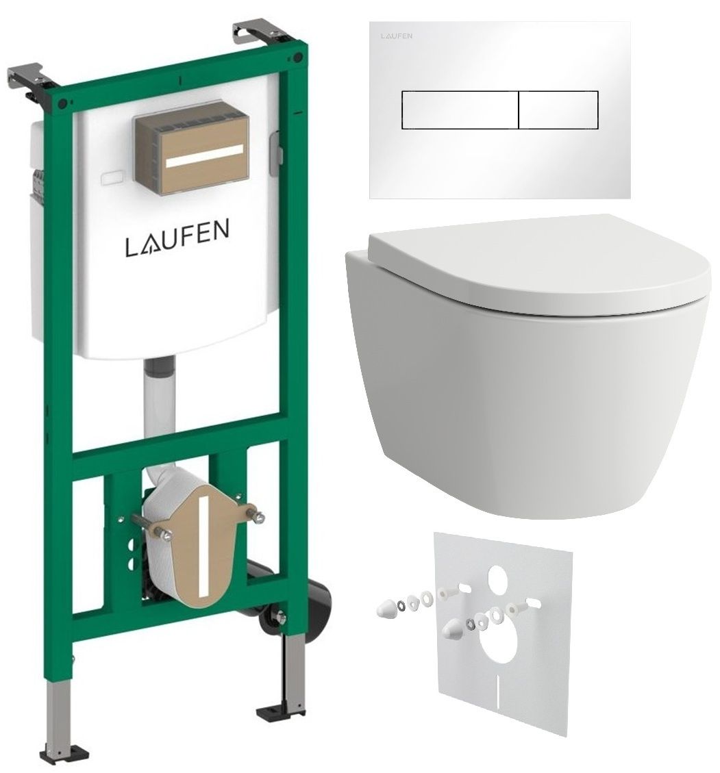 Laufen Set modulu do sadrokartónu, WC Ardo, WC doska a tlačidlo, biela