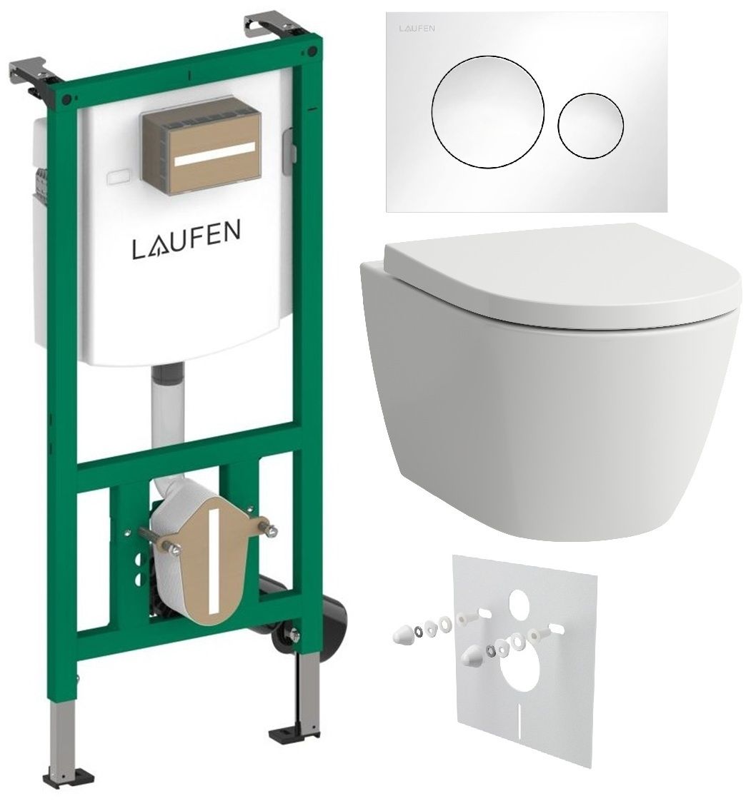 Laufen Set modulu do sadrokartónu, WC Ardo, WC doska a tlačidlo, biela