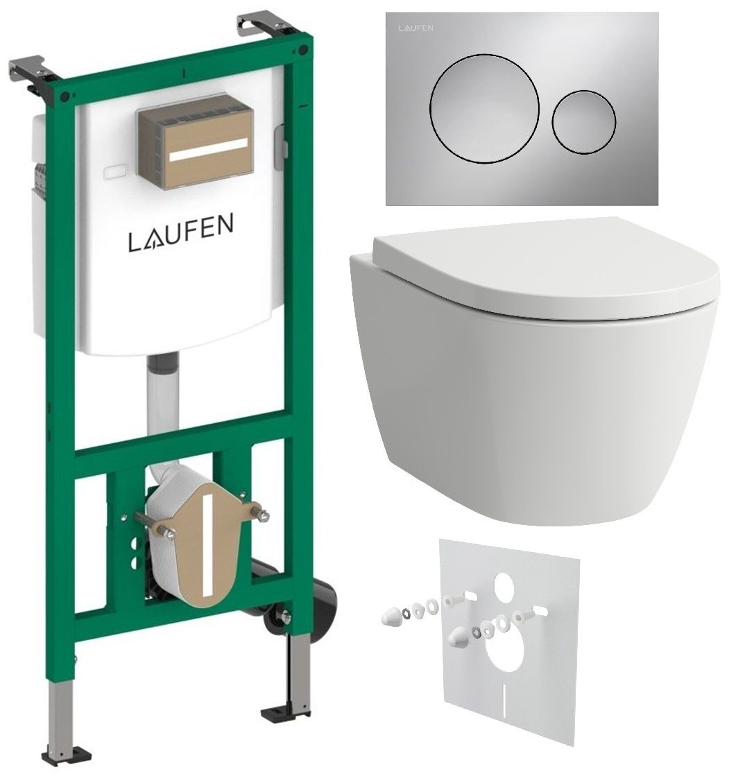 Laufen Set modulu do sádrokartonu, WC Ardo, sedátka a tlačítka, chrom mat