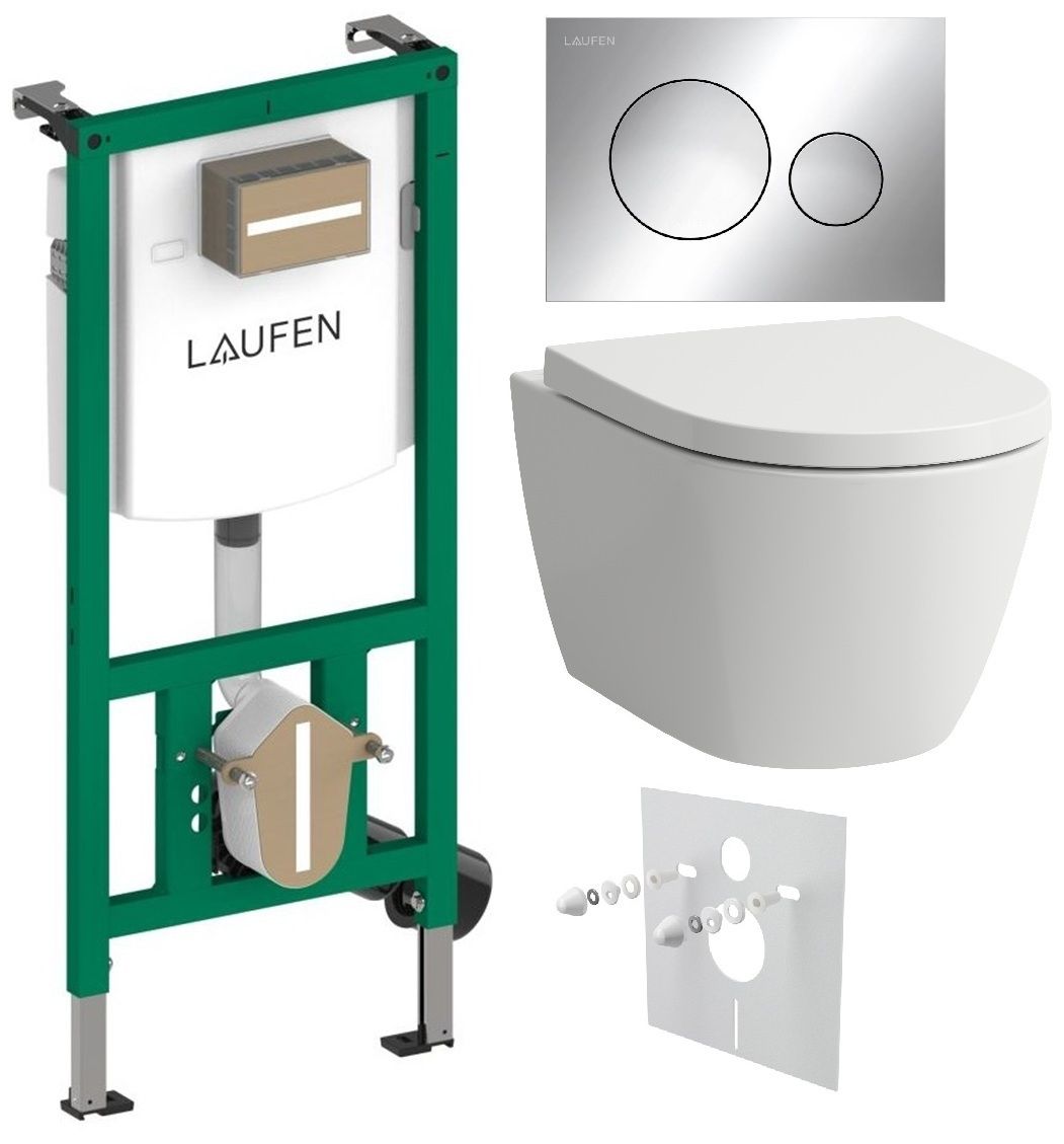 Laufen Set modulu do sadrokartónu, WC Ardo, WC doska a tlačidlo, chróm lesklý