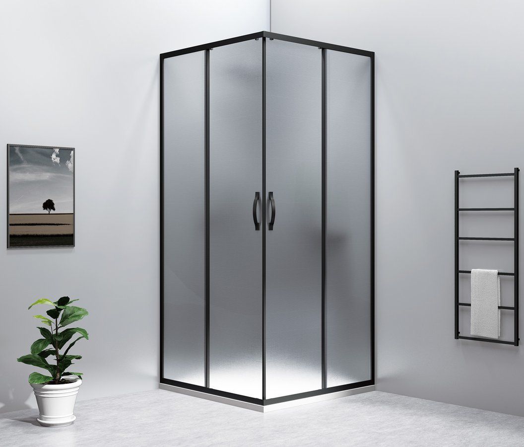 Gelco Sigma Simply Sprchový kút 80x80 cm, čierna/sklo Brick GS2480B-01