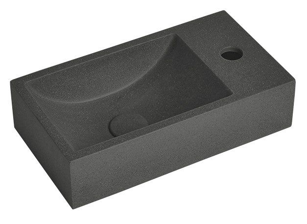Sapho Malé betónové umývadlo 40 x 22 cm, otváranie vpravo, vrátane odtoku, čierna žula AR409