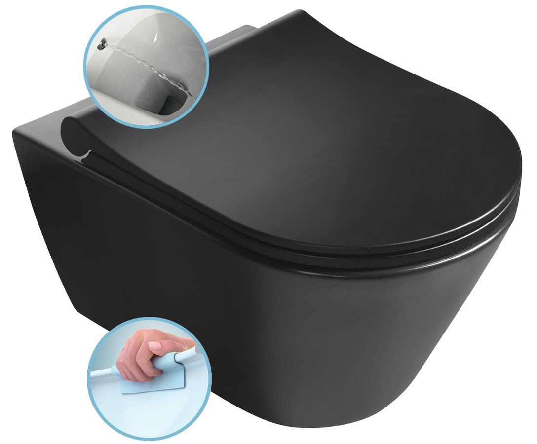 Sapho Avva WC Rimless s bidetovou sprchou, čierna matná 100312-110