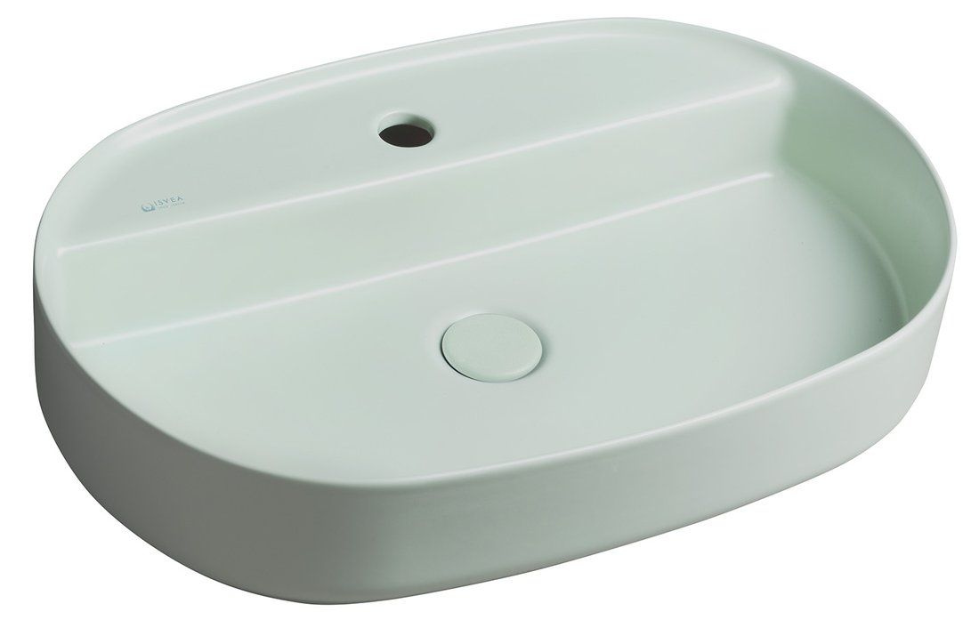 Isvea Infinity Oválne keramické umývadlo na dosku, 60x40 cm, matná zelená mint 10NF65060-2T