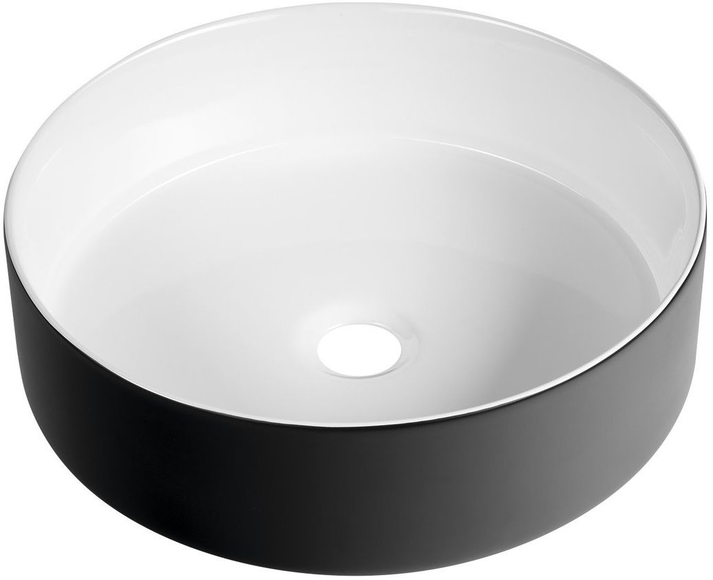 Sapho Fiastra Okrúhle umývadlo 40 cm, biele/matná čierna FT801B