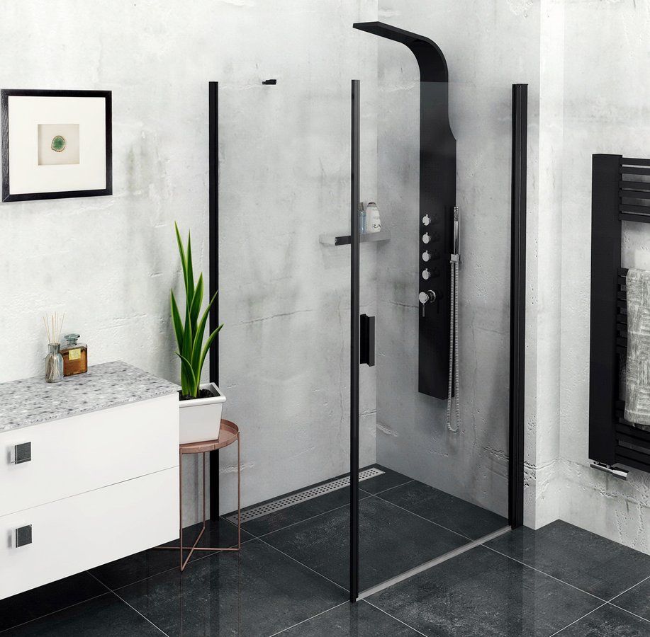 Polysan Zoom Black Sprchový kút 90x80 cm, L/P, číre sklo/čierna matná ZL1290BZL3280B