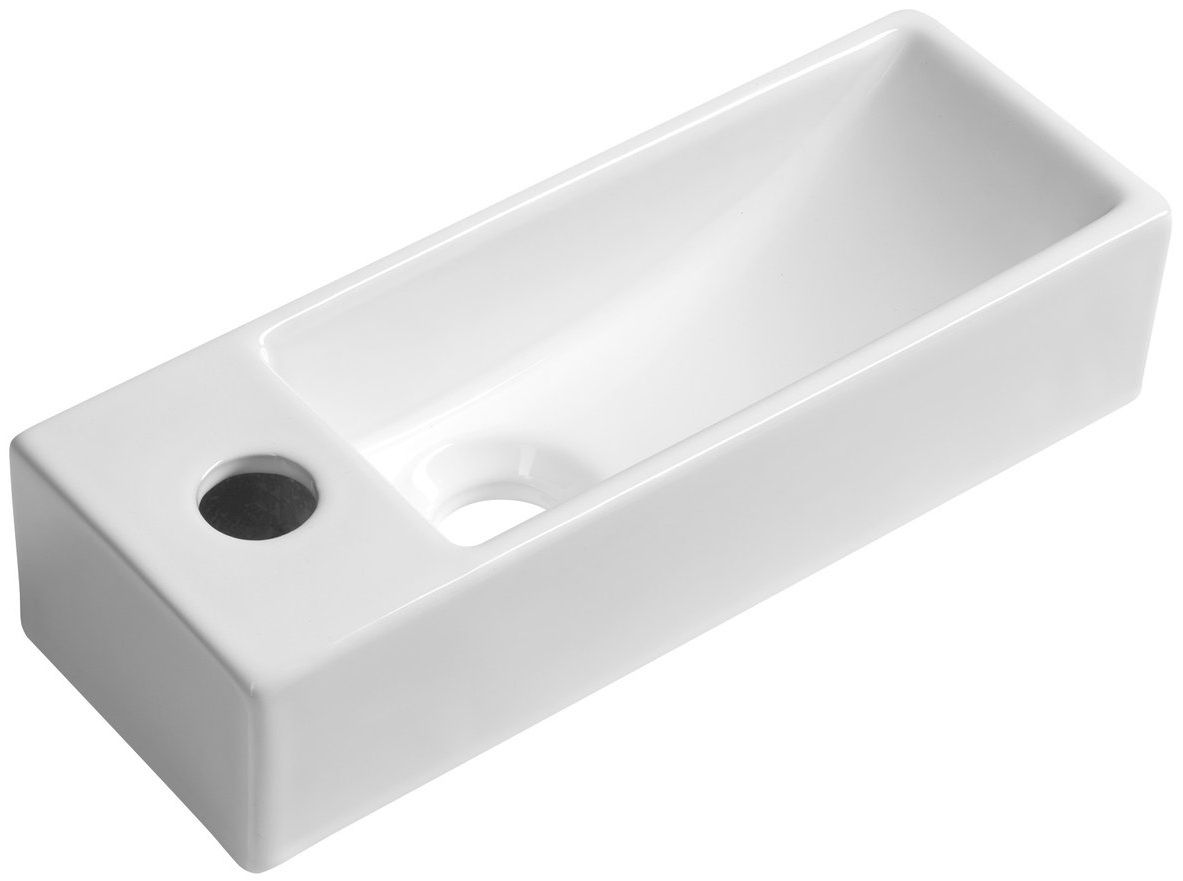 Sapho Aqua Mini Umývátko 38x14 cm s otvorem vlevo, bílá AR446