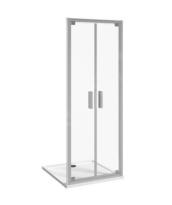 Jika Nion Otočné sprchové dvere, dvojkrídlové, 80 cm, strieborné/čierne sklo H2562N10006681