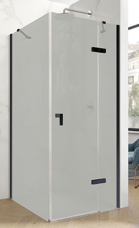 Hüppe Astra Kyvné dvere pravé, 80 cm, čierny profil/sklo Sand Plus PX0102.123.316