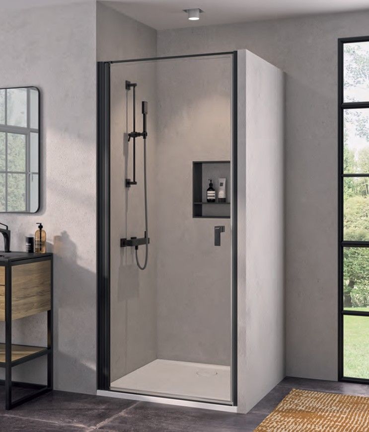 Hüppe Qube Krídlové dvere 80 cm, číre sklo/matná čierna CB0101.123.322