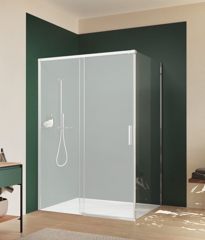 Hüppe Vita Pure Bočná stena s lištou 80 cm, strieborná lesklá/čierne sklo VA0202069322