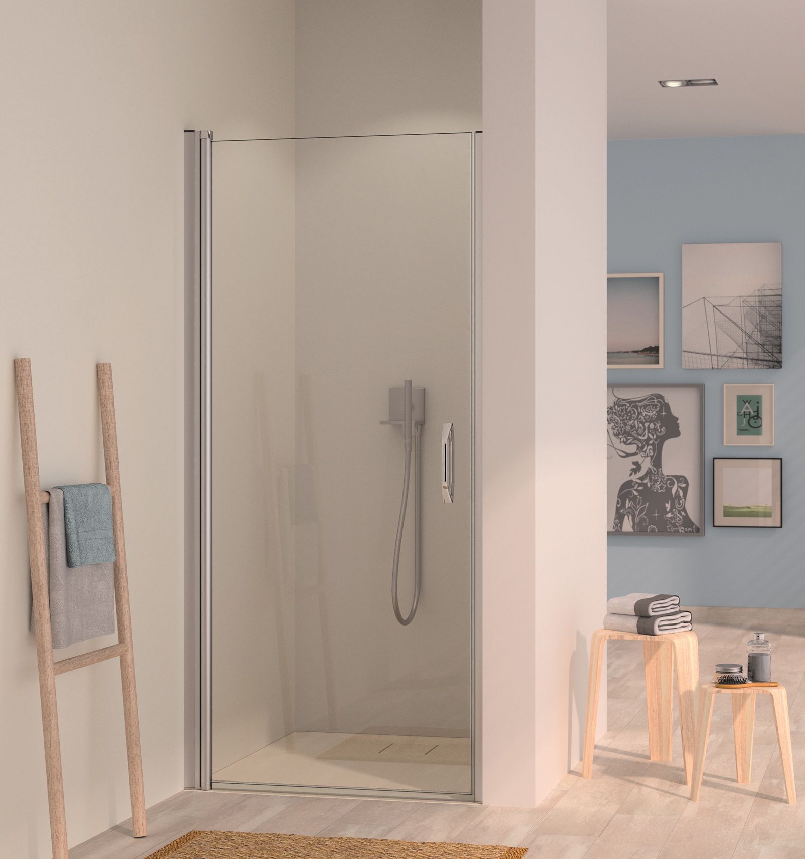 EBS Urbanis Pantové jednokřídlé dveře 90 cm, stříbrná lesk/čiré sklo URBANISCD90